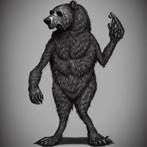 Prompt: an anthropomorphic undead bear creature standing menacingly, highly detailed digital art