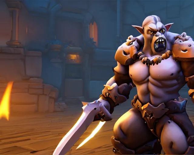 Image similar to orc with sword playable hero character in overwatch