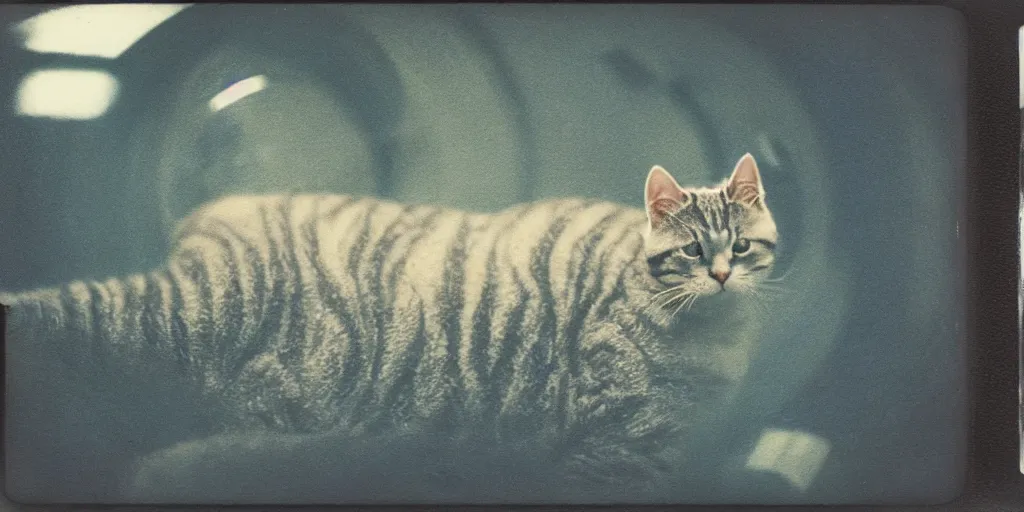 Prompt: detailed medium format photo, polaroid still from tarkovsky movie, cat in a spacesuit, haze, high production value, intricate details, 8 k resolution, hyperrealistic, hdr, photorealistic, high definition, tehnicolor, award - winning photography, masterpiece, amazing colors