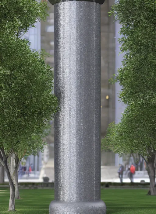 Image similar to highly detailed realistic architecture 3 d render of a futurisctic metallic stele made from balls standing in a city park, archdaily, made in unreal engine 4 octane render