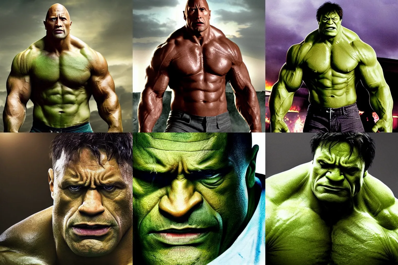 Prompt: dwayne johnson as hulk