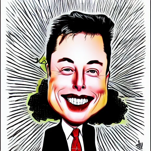 Prompt: A rocket with an Elon Musk head, caricature