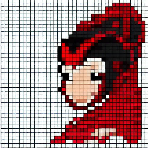 Prompt: pixel art of the scarlet witch, profile picture, avatar, vector art