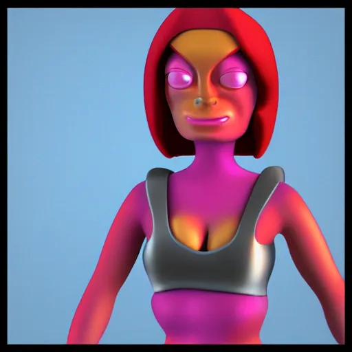 Image similar to leela from futurama, 3 d render