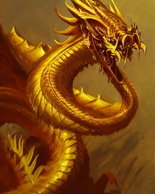 Image similar to portrait of a golden dragon by bayard wu