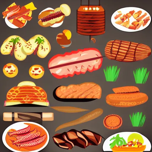 Image similar to barbeque vector art hyper realistic