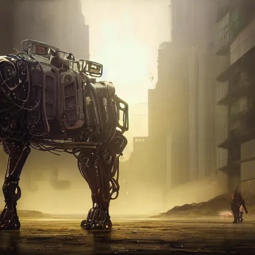 Prompt: photo of VAZ2105 robotic horse as a loading screen, intricate, dystopian, sci-fi, extremely detailed, digital painting, artstation, concept art, smooth, sharp focus, illustration, intimidating lighting, incredible art by artgerm and greg rutkowski and alphonse mucha and simon stalenhag