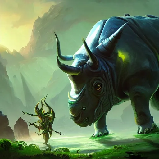 Image similar to a giant glowing rhino beetle, horned beetle, horned beetle, green theme, bright art masterpiece artstation. 8 k, sharp high quality artwork in style of jose daniel cabrera pena and greg rutkowski, concept art by tooth wu, blizzard warcraft artwork, hearthstone card game artwork, horned beetle