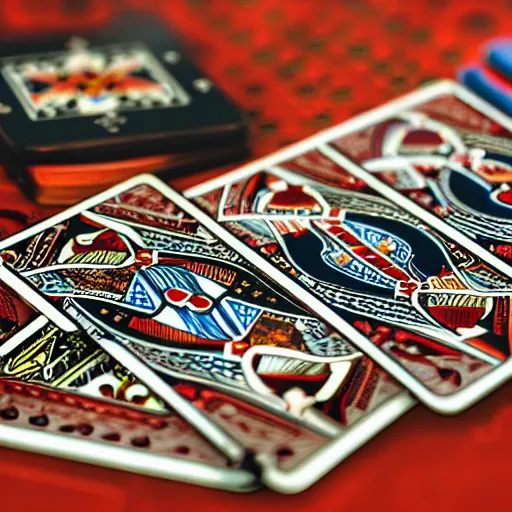 Image similar to a casino playing cards in style of cyberpunk, extreme detail, hdri, dof