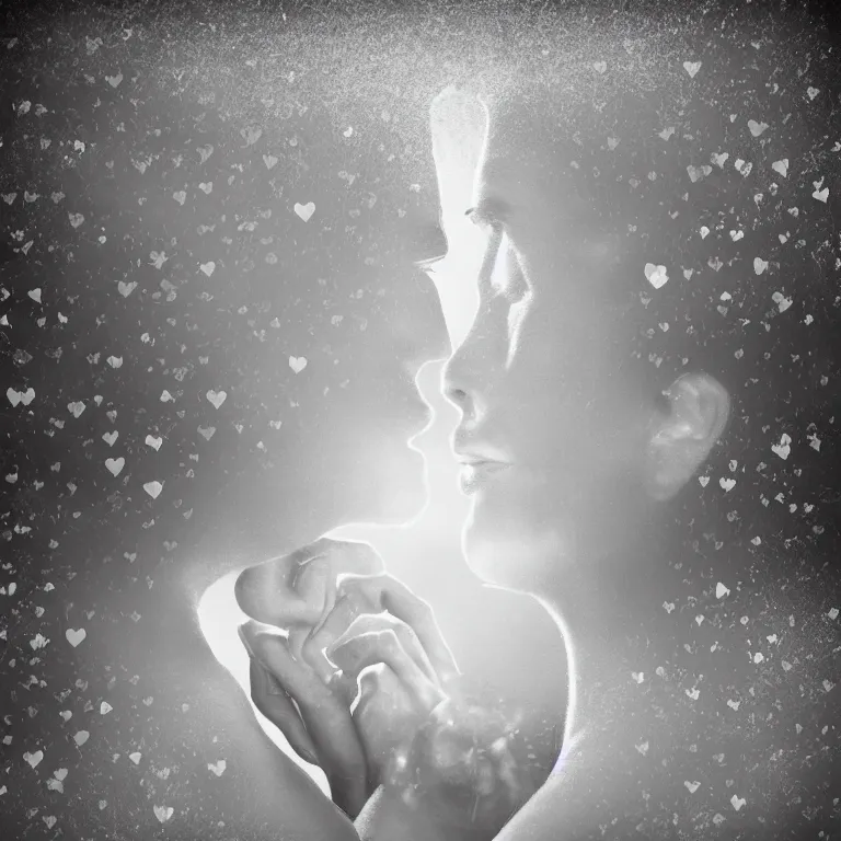 Image similar to double exposure of love, love is the most relevant theme, love is infinity, love os begin of all, 8 k resolution, artistic mode, artistic