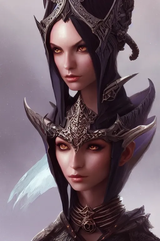 Image similar to dark elf princess, highly detailed, d & d, fantasy, highly detailed, digital painting, trending on artstation, concept art, sharp focus, illustration, art by artgerm and greg rutkowski and fuji choko and viktoria gavrilenko and hoang lap