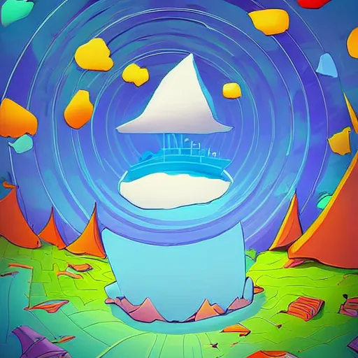 Image similar to blue floating island cartoon app background artwork, digital art, award winning