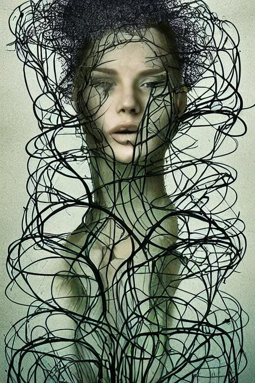 Image similar to beautiful elegant women made of oil and vines by rik oostenbroek, contrasted color, full body