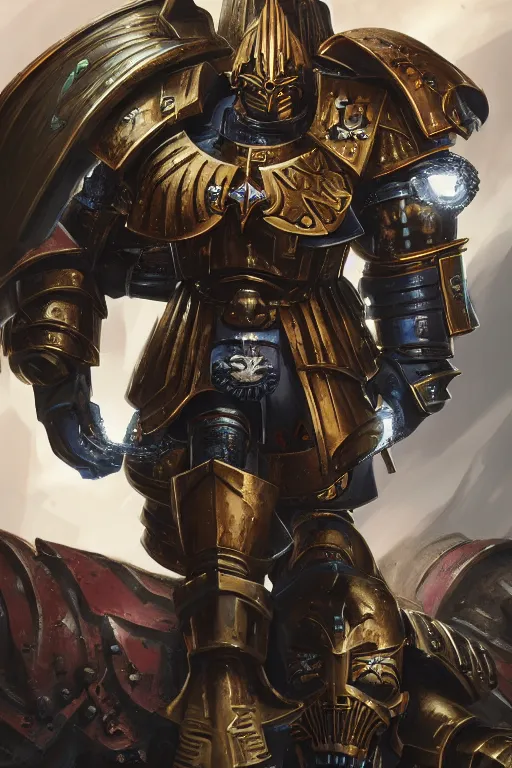 Image similar to armor portrait heros warhammer 4 0 k horus heresy fanart - the primarchs emperor by johannes helgeson animated with vfx concept artist & illustrator global illumination ray tracing hdr fanart arstation zbrush central hardmesh 8 k octane renderer comics stylized