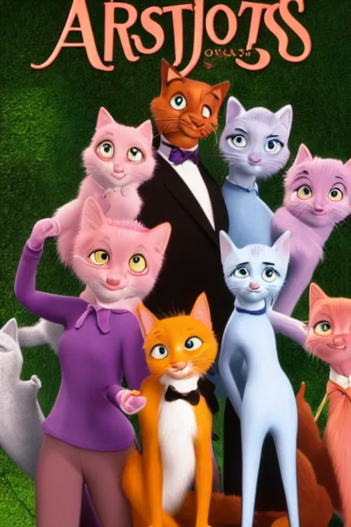 Prompt: aristocats movie poster, cgi, cinema, realistic