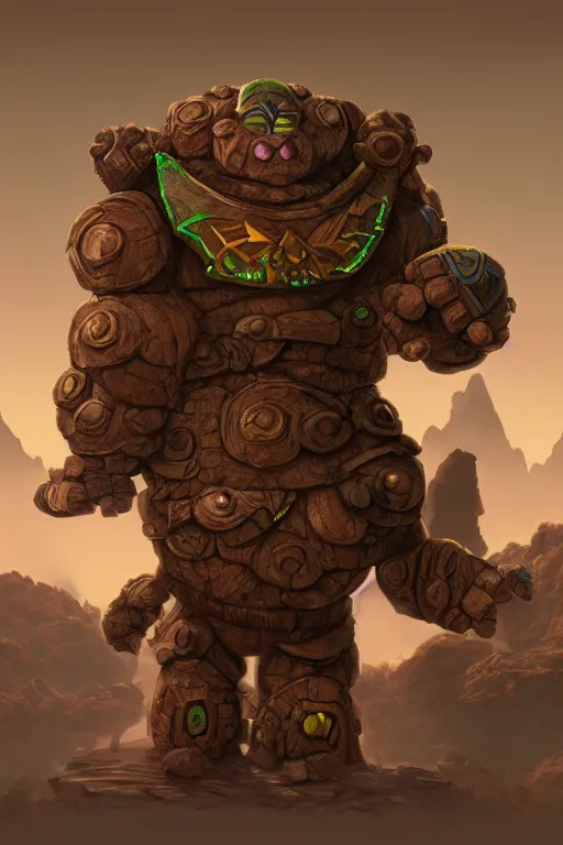 Image similar to zelda fantasy art giant golem troll wood rock greeble gemstone, global illumination ray tracing hdr fanart arstation by sung choi and eric pfeiffer and gabriel garza and casper konefal