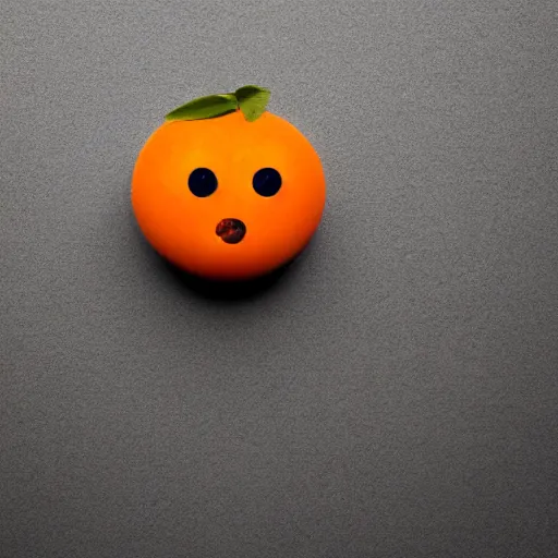Prompt: an orange with eyes and mouth, making a weird face