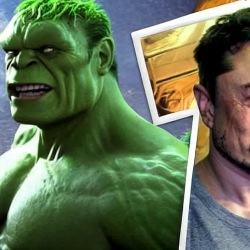 Image similar to elon musk as the hulk