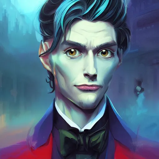 Image similar to portrait of dorian gray, retrowave, behance hd, concept art by jesper ejsing, by rhads, makoto shinkai cyril rolando, madgwick