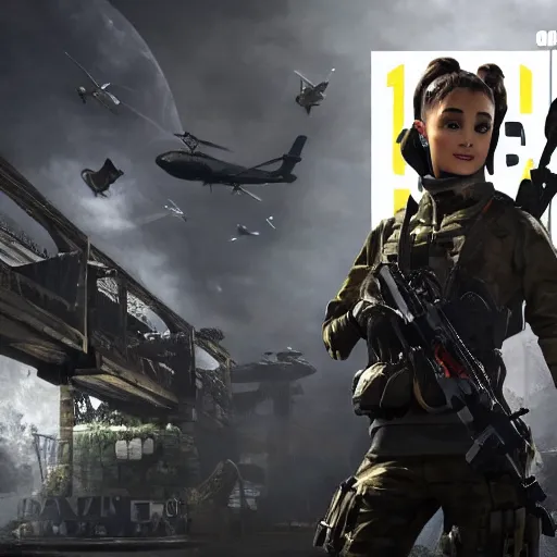 Image similar to Ariana Grande in Call of Duty, 4k