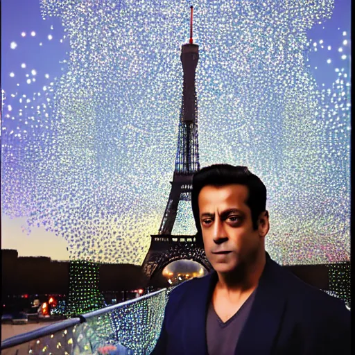 Image similar to photo of Salman Khan in Paris, nikon, bokeh, eiffel tower,