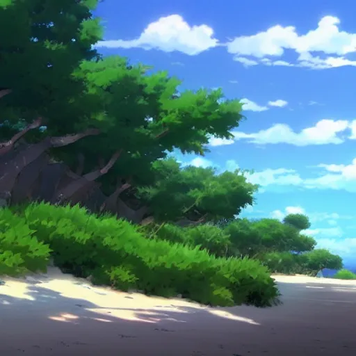 Prompt: beautiful anime summer beach episode by makoto shinkai
