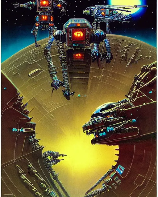 Image similar to attack of the killer robots, concept art, intricate details, highly detailed, vintage sci - fi poster, retro future, in the style of chris foss, rodger dean, moebius, michael whelan, and gustave dore