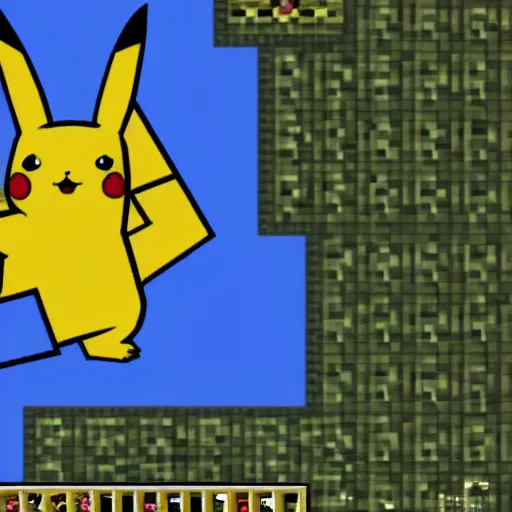 Prompt: pikachu in minecraft