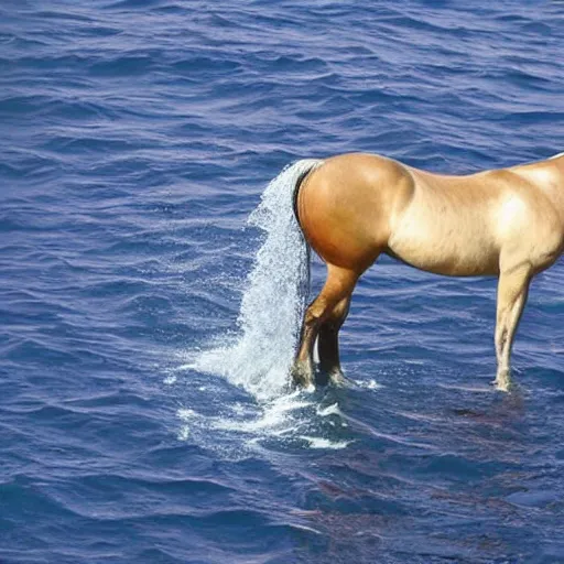 Prompt: photo of a fish in the ocean that looks like a horse