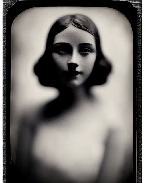 Image similar to [ [ tintype ] ] black and white dreamy young beautiful female artificial intelligence, metropolis, cinematic, rim light, bokeh, photo - realistic, elegant, high detail, 8 k, masterpiece, photo taken in 1 9 3 0