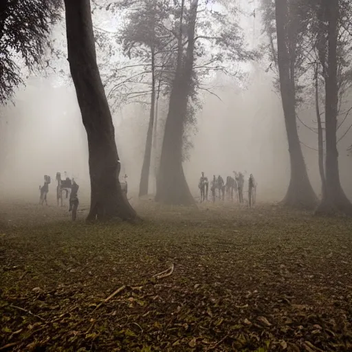 Image similar to Techno festival in dark misty forest