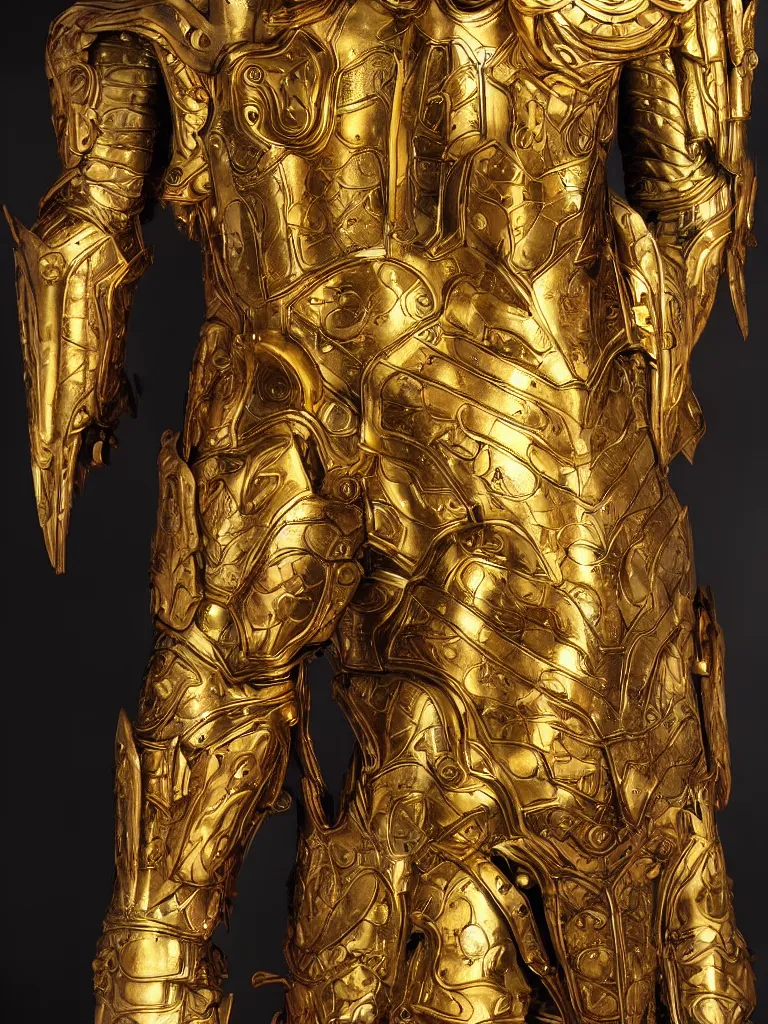Prompt: Thor in Gold and Red Ornate Armor with Gold Wings, Lightning around the hands and eyes, levitating above the ground, highly detailed, intricate armor, symmetry