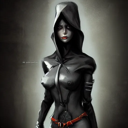 Image similar to techno dark elf spy, character concept, digital art, art station, hd, hyperrealistic