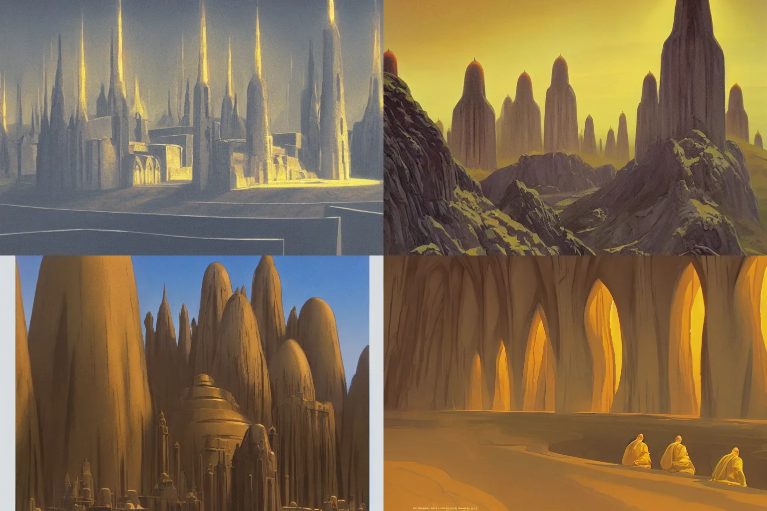 Prompt: nuclear monasteries, ran by the hydrohelenine monks, devoted to safeguarding the longterm energy needs of humanity. stunning concept art by ralph mcquarrie. 8 k.