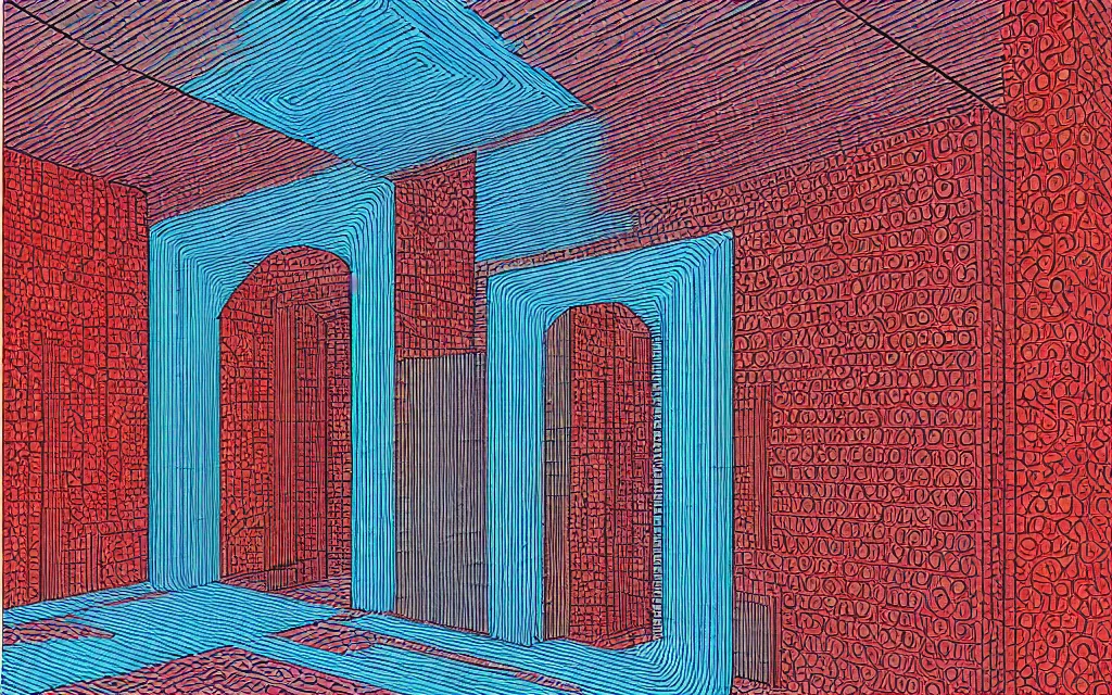 Image similar to rectangular portal gate to another dimension, fractal. retro minimalist art by jean giraud