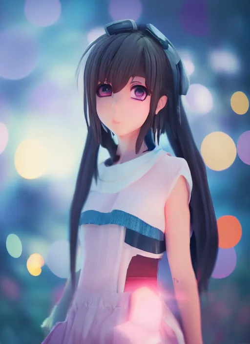 Image similar to Portrait of a anime girl with bokeh, highly detailed, dramatic lighting, octane render, 4K