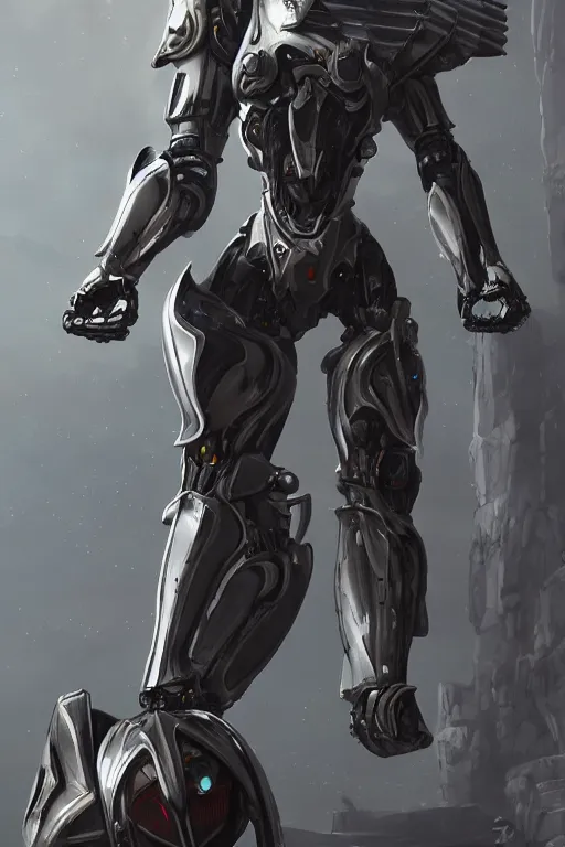 Prompt: giant stunning mechanical robot warrior, on the battlefield, detailed sleek silver armor, epic proportions, epic scale, highly detailed digital art, macro art, warframe fanart, destiny fanart, anthro, giantess, macro, deviantart, 8k 3D realism
