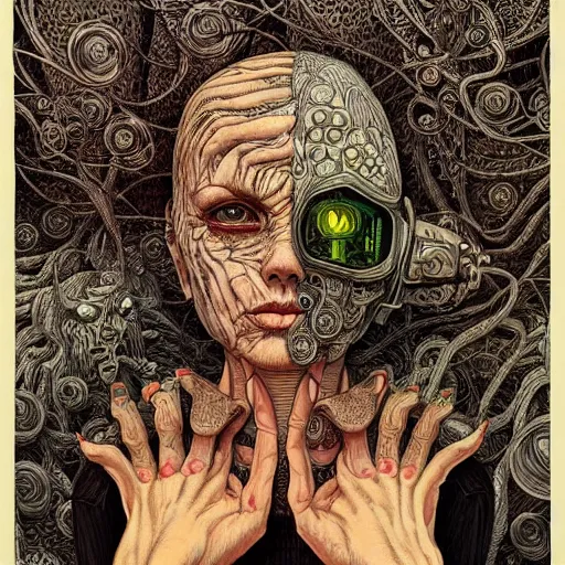 Image similar to portrait painted in jacek yerka style drawn by vania zouravliov and takato yamamoto, inspired by cyberpunk, intricate acrylic gouache painting, high detail, sharp high detail, artstation