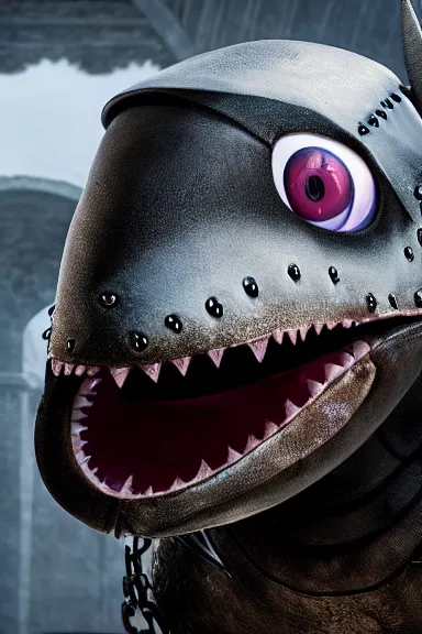 Image similar to very very intricate photorealistic photo of a chain chomp in an episode of game of thrones, photo is in focus with detailed atmospheric lighting, award - winning details