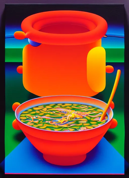 Image similar to hot soup by shusei nagaoka, kaws, david rudnick, airbrush on canvas, pastell colours, cell shaded, 8 k