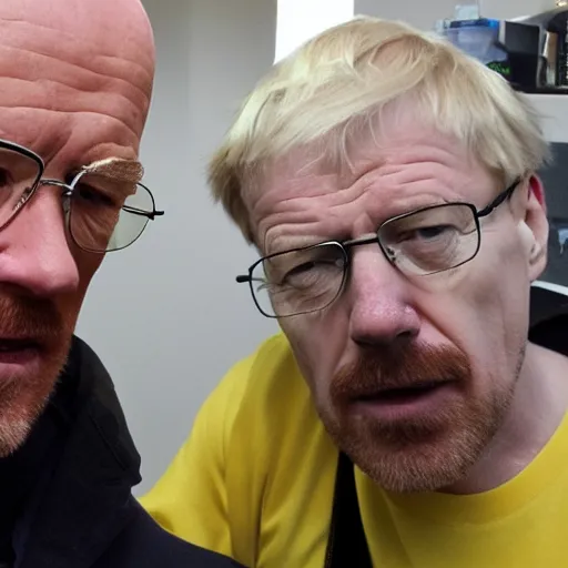 Prompt: Walter White and Boris Johnson selfie