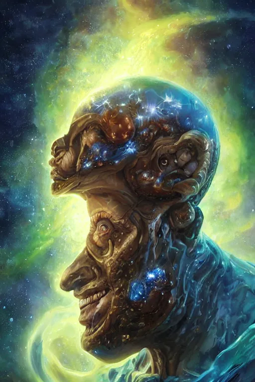 Image similar to beautiful oil painting with high detail of a wise Space ent(Melting) made of stars and plasma, hybrid from dungeons and dragons and art direction by James Cameron ;by artgerm; wayne reynolds art station; cinematic quality character render; low angle; ultra high quality model; production quality cinema model