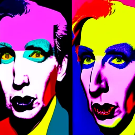 Image similar to ! dream an extremely psychedelic portrait of andy warhol as marilyn manson, surreal, lsd, face, detailed, intricate, elegant, lithe, highly detailed, digital painting, artstation, concept art, smooth, sharp focus, illustration