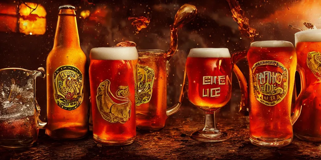 Image similar to red horse beer, advertisement, realistic 4 k octane beautifully detailed render, 4 k post - processing, highly detailed, intricate complexity, epic composition, magical atmosphere, cinematic lighting, masterpiece, ultra hd