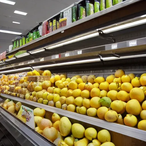 Prompt: grocery store filled with only lemons