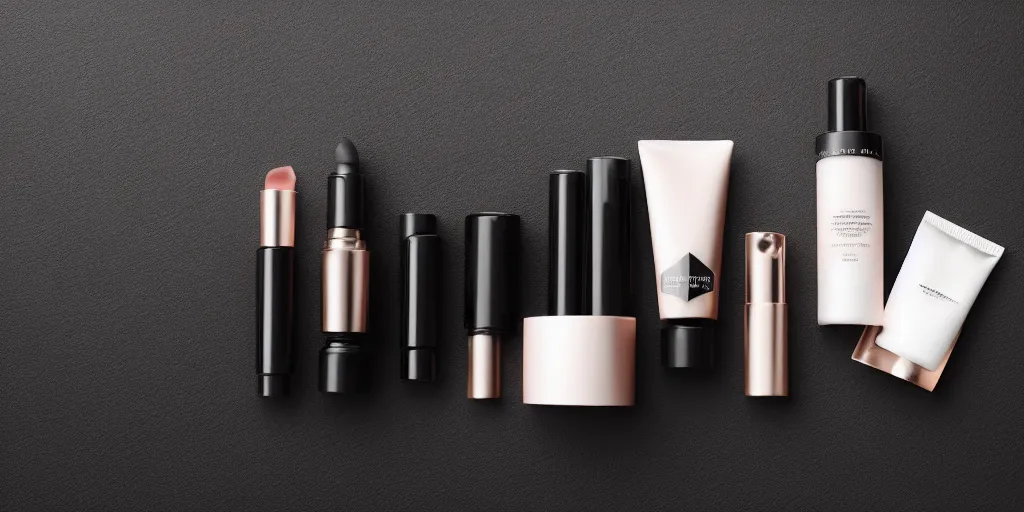 Prompt: sophisticated high-fashion cosmetic packaging on a black background, product shot, studio lighting