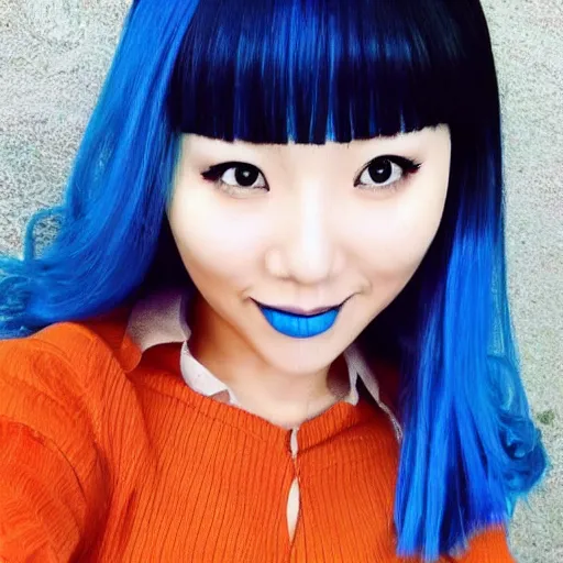 Image similar to cute asian girl with blue hair