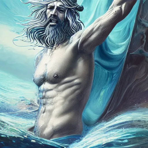 Prompt: poseidon, tarot card, ornate, ultradetailed, digital art, irina french, heraldo ortega, mandy jurgens, golden ratio, art canvas, award winning, masterpiece trending on artstation 8 k 1 5 0 mpx