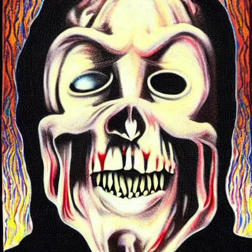 Prompt: george floyd went to hell, floyd scary art, hell style art, icon in color