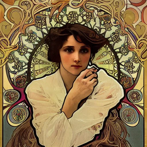 Image similar to painting of alphonse mucha by alphonse mucha, highly detailed, 8k, cinematic,